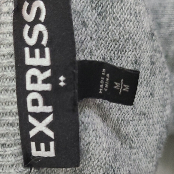 Express Gray V Neck Knit Sweater Medium - Picture 3 of 4